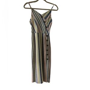 Fun strapping sun dress, pretty pastel stripes with button front detail
